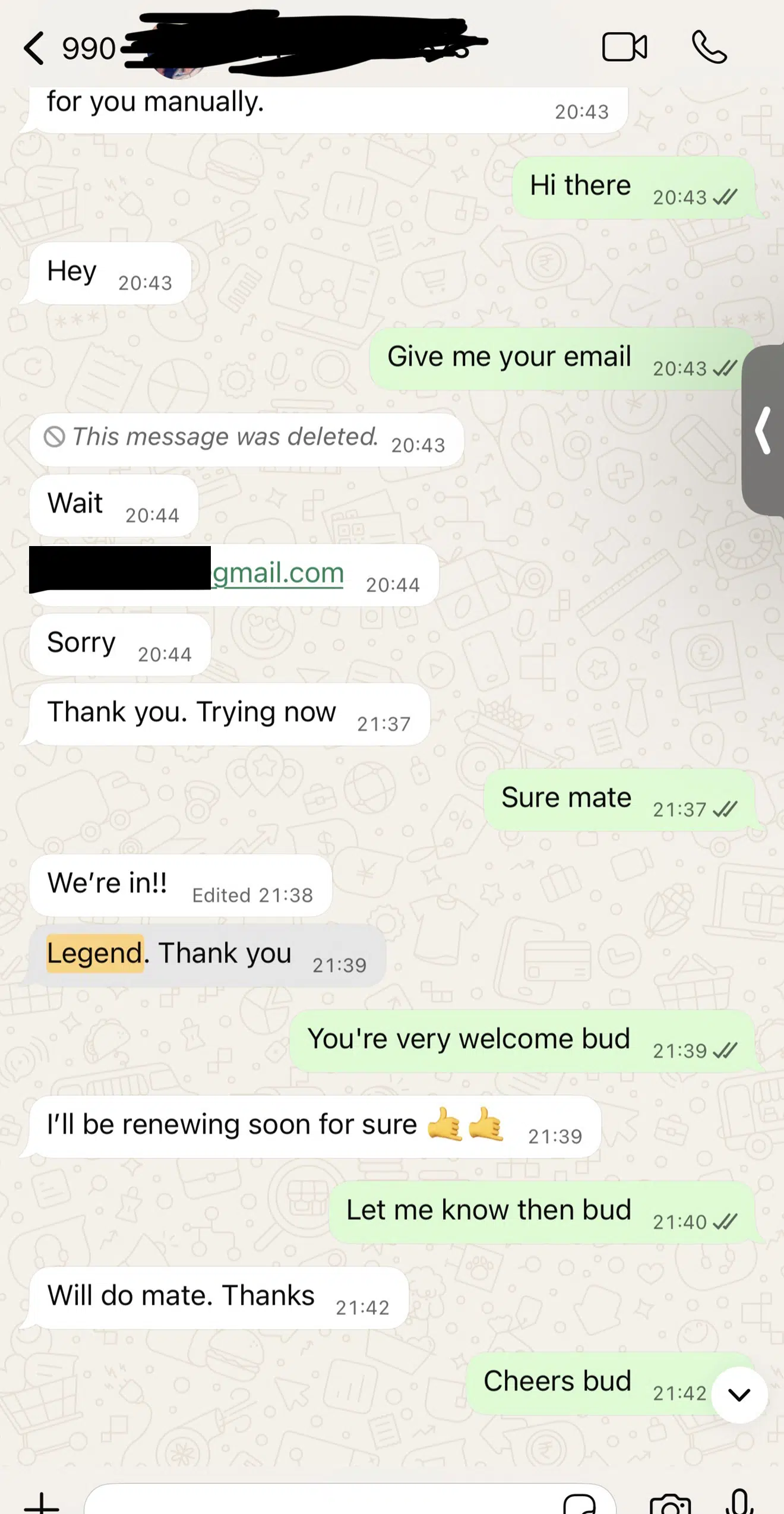 Anonymised customer feedback screenshot about the streaming service