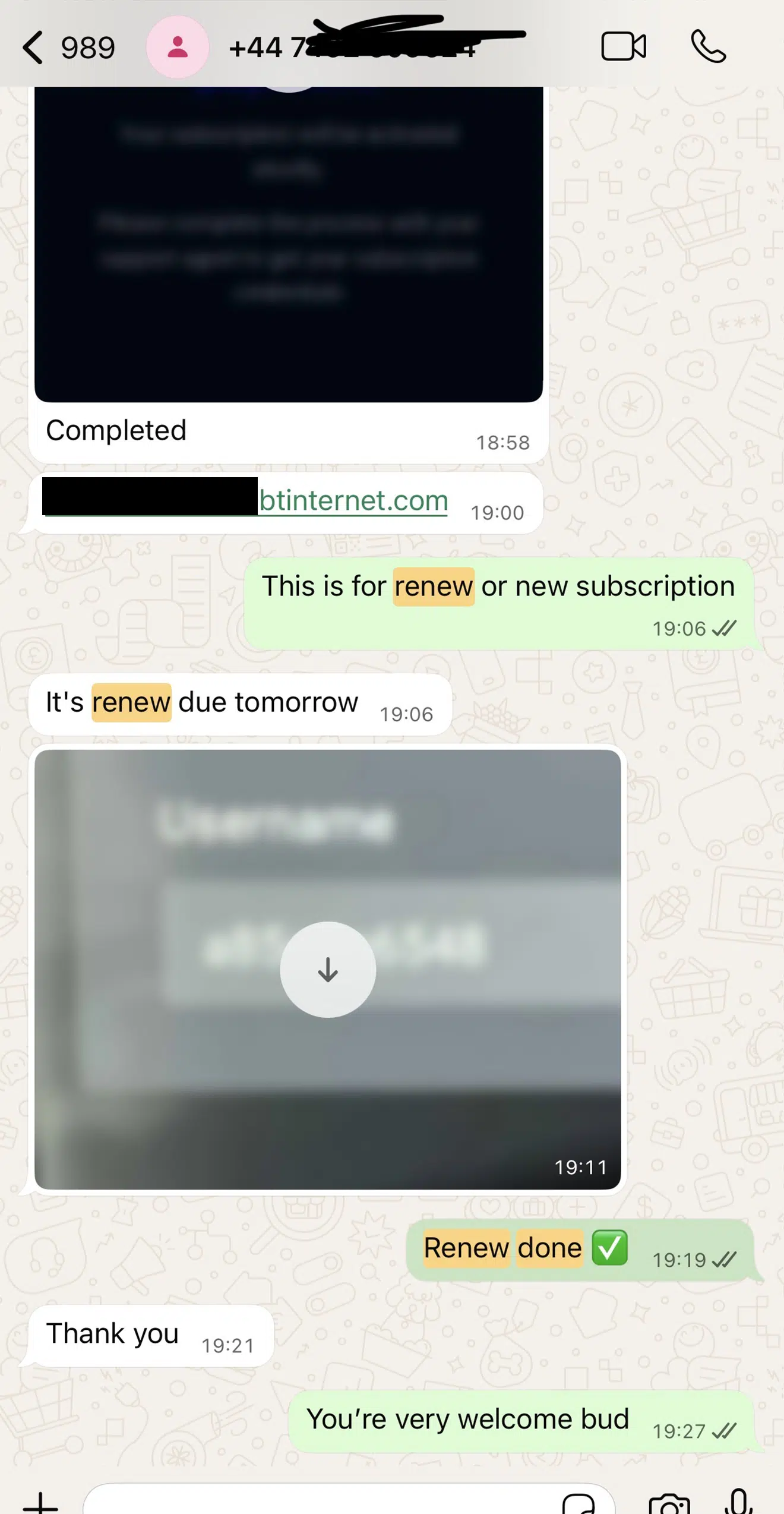 Anonymised customer feedback screenshot shared with support