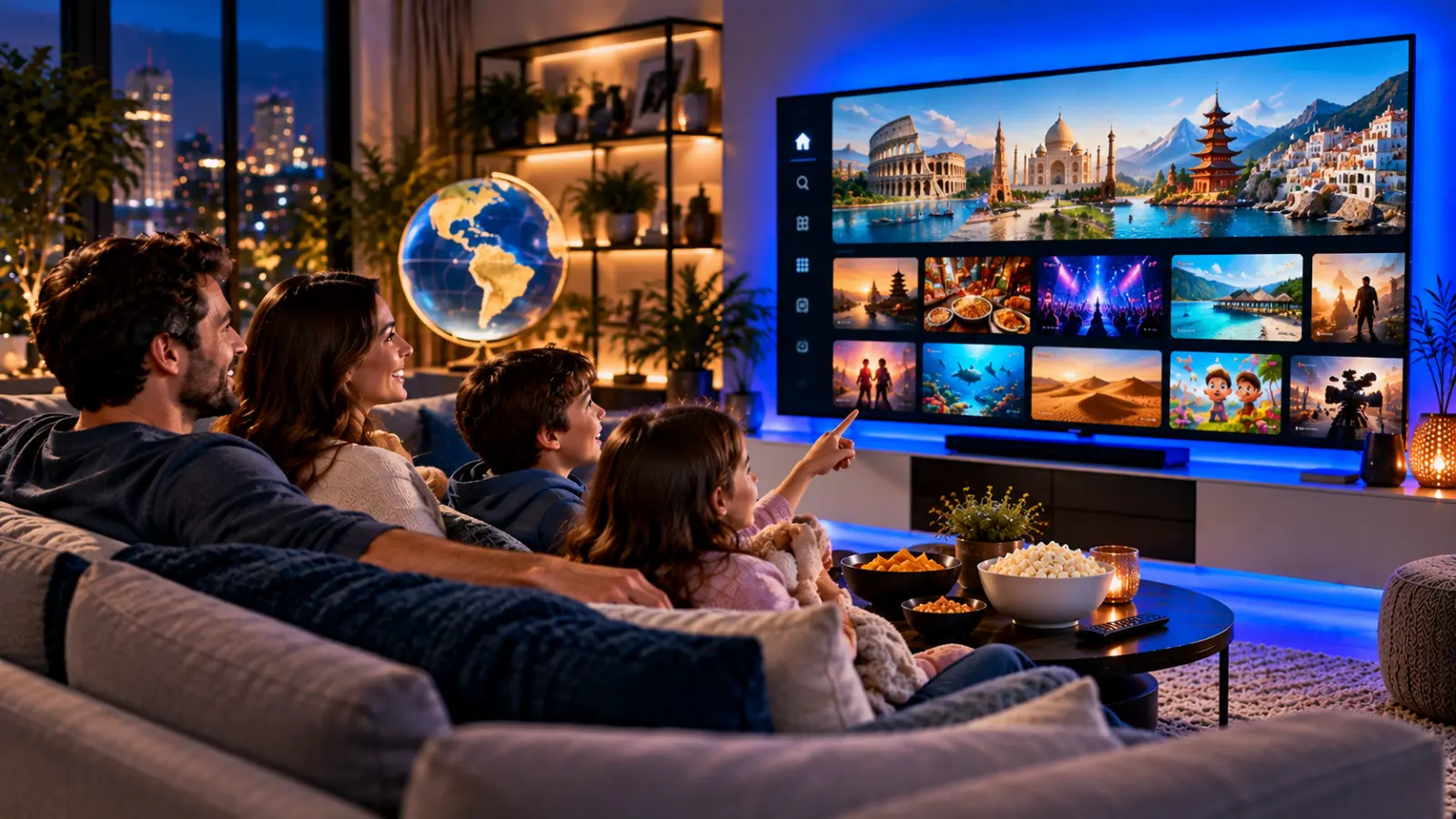 Household browsing international entertainment on television