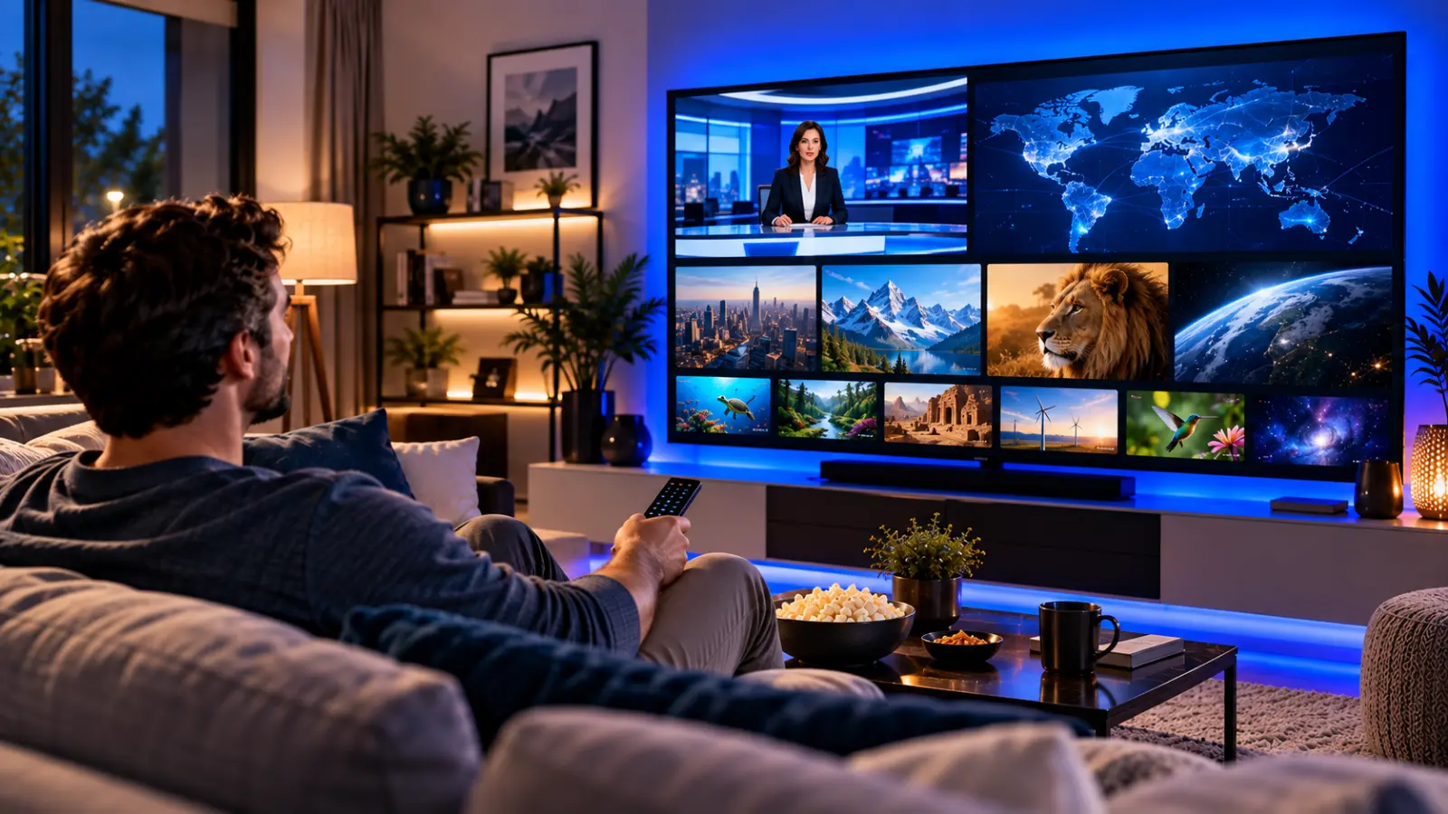 Viewer exploring news and documentary programmes on a smart television