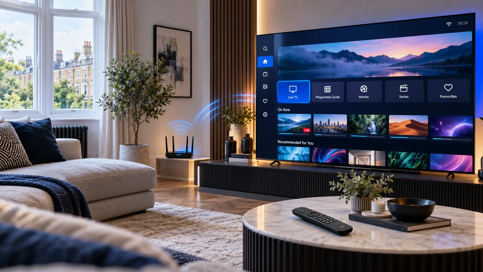 IPTV on LG Smart TV installation guide in a modern UK living room