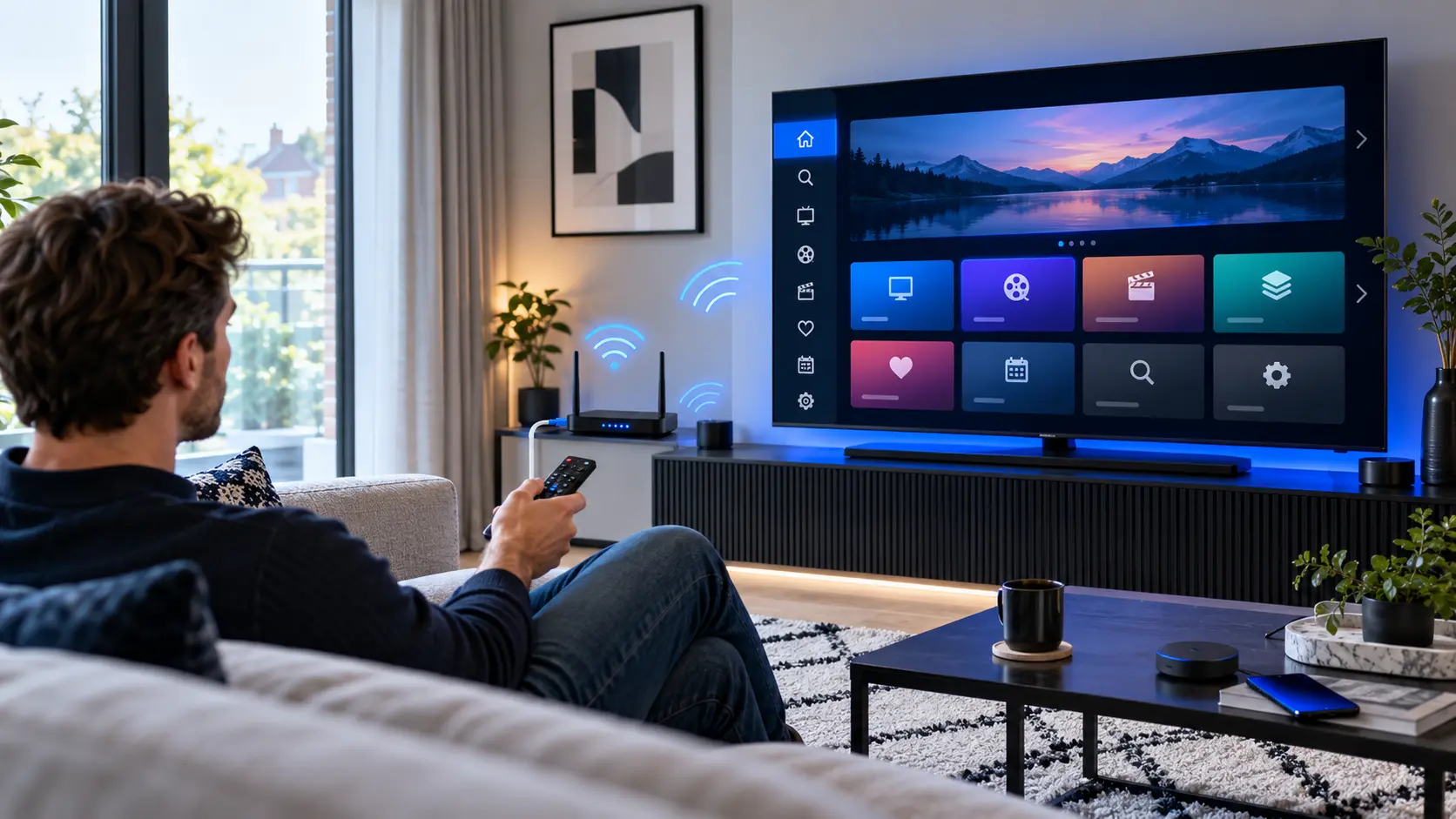 IPTV on Smart TV installation guide in a modern British living room