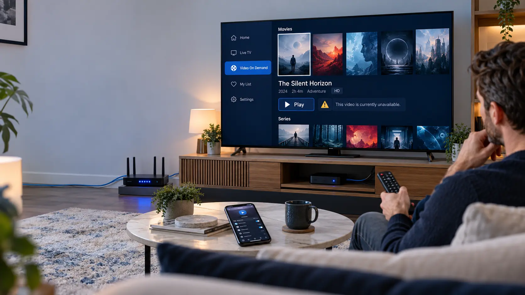 IPTV VOD not working on a Smart TV showing a movie playback error